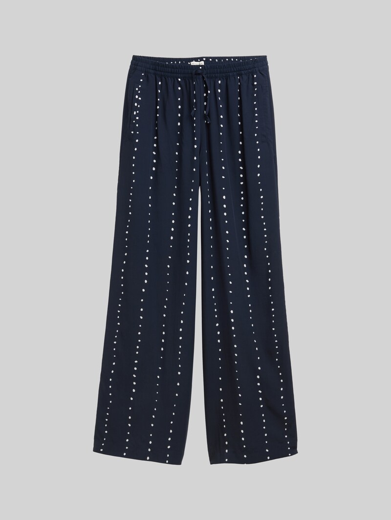 Tom Tailor Loose Wide Leg Palazzo Hose - Navy Dot Print
