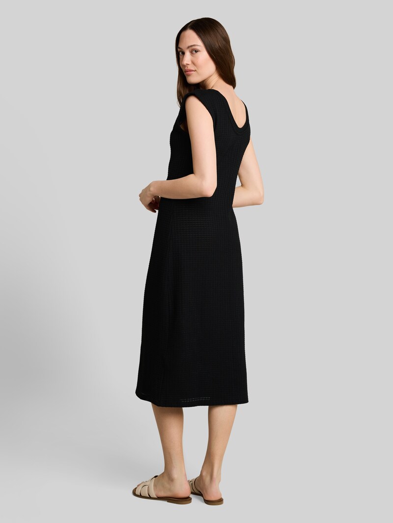 Tom Tailor Fitted Jacquard Midi-Kleid - Deep Black