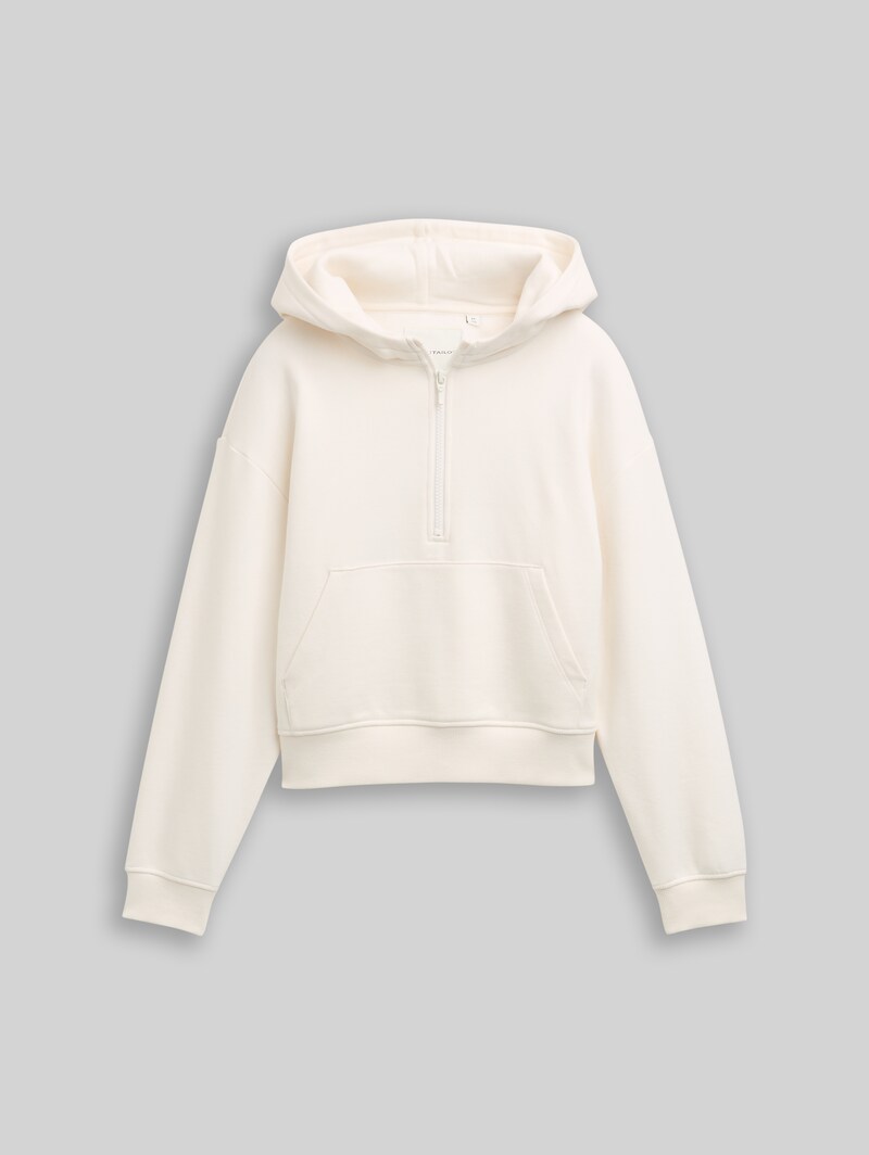 Tom Tailor Hoodie Sweatshirt mit Reißverschluss - Gardenia White