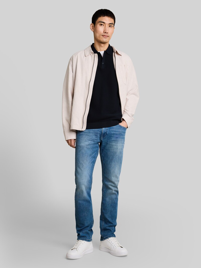 Tom Tailor Strick-Poloshirt aus Baumwolle - Sky Captain Blue