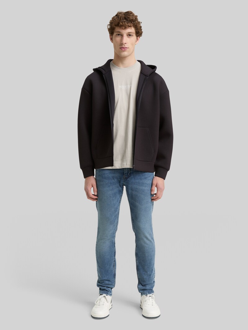 Tom Tailor Relaxed Fit Hoodie Sweatjacke aus Scuba - Night Watch Black