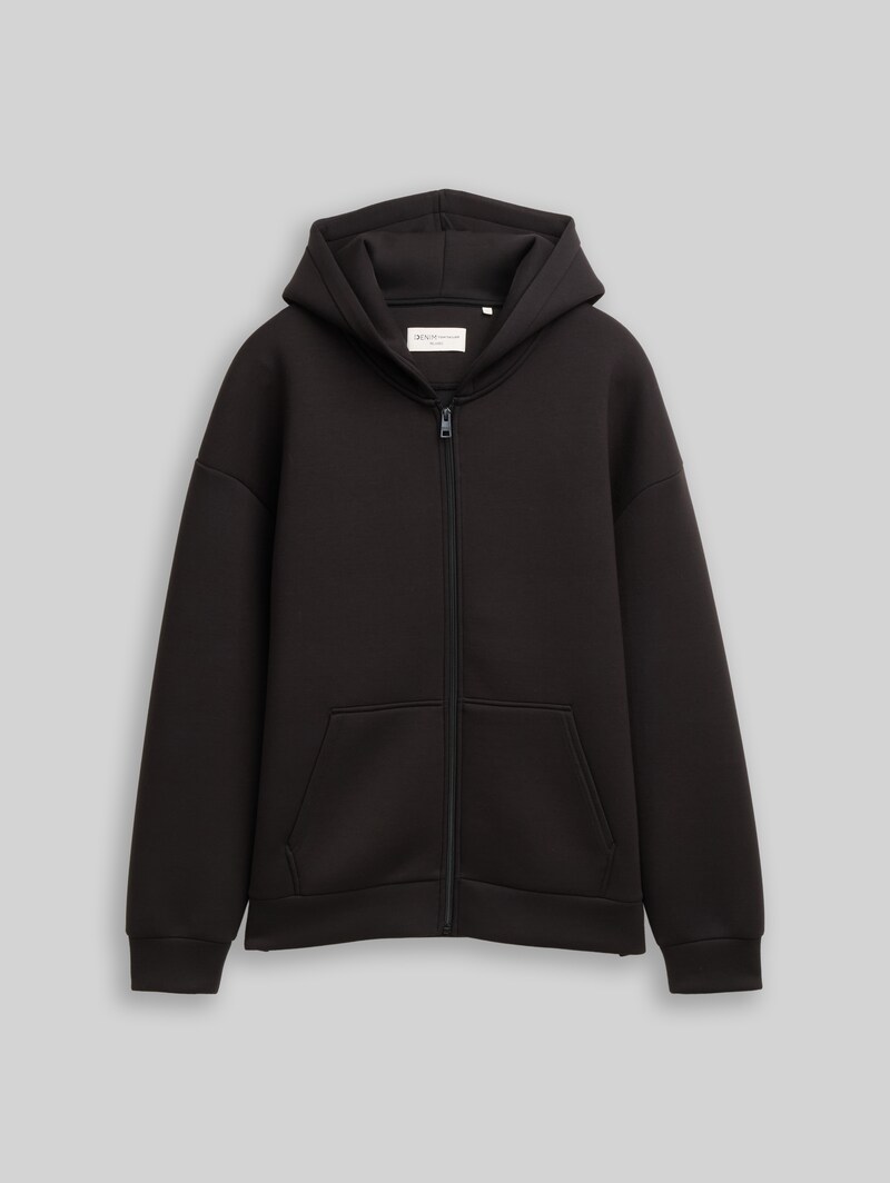 Tom Tailor Relaxed Fit Hoodie Sweatjacke aus Scuba - Night Watch Black