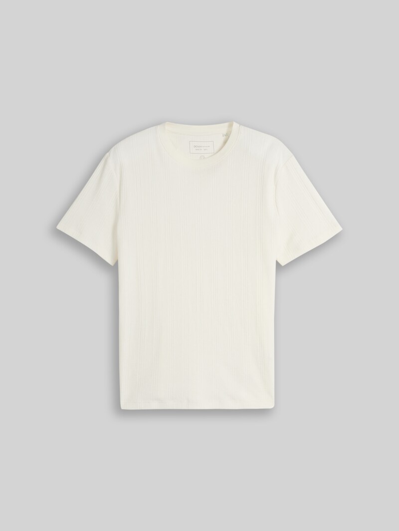 Tom Tailor T-Shirt mit Waffelstruktur - Wool White