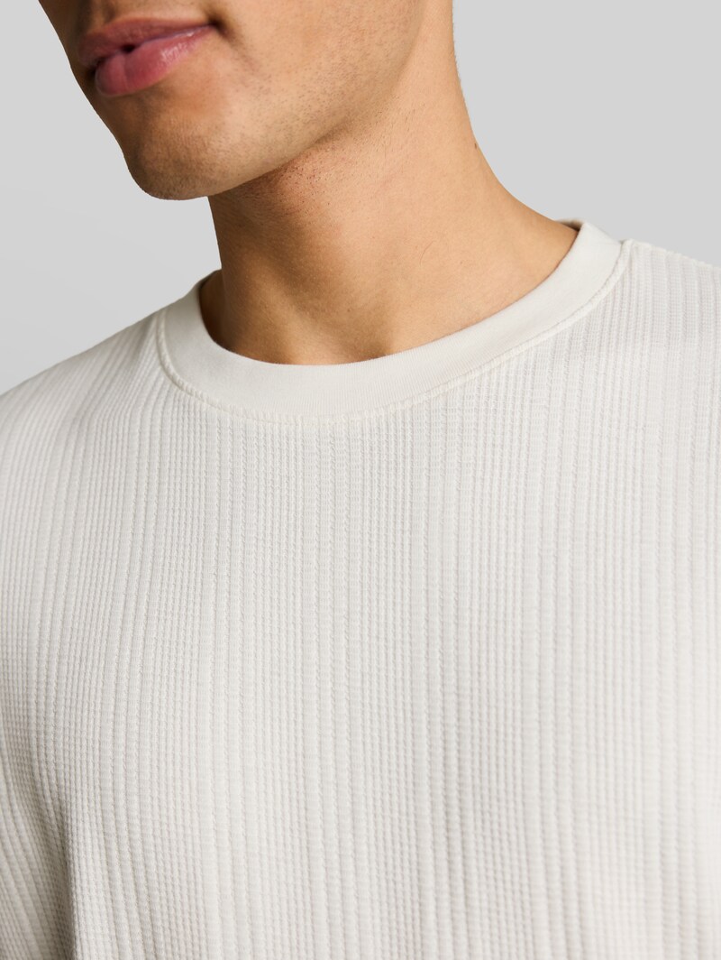 Tom Tailor T-Shirt mit Waffelstruktur - Wool White
