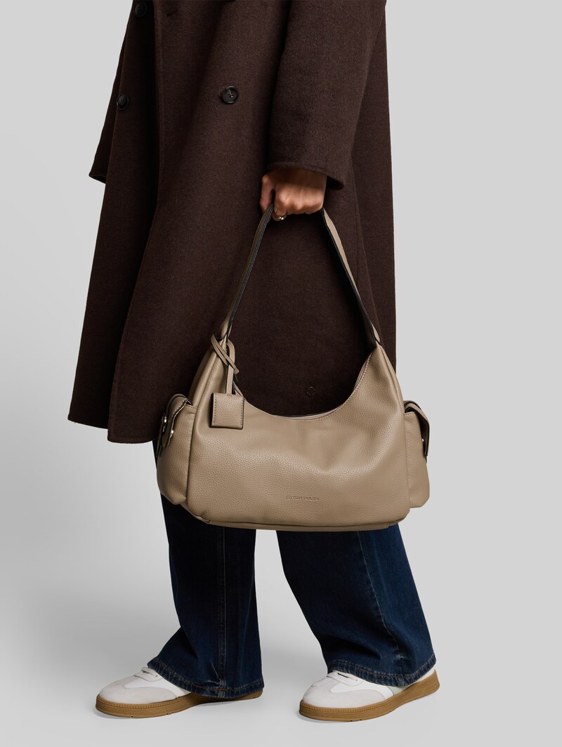 Tom Tailor TTCHARIS M Schultertasche mit Taschenanhänger - Taupe / Taupe
