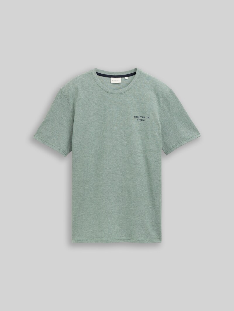Tom Tailor Piqué T-Shirt in Melange-Optik - Garden Green