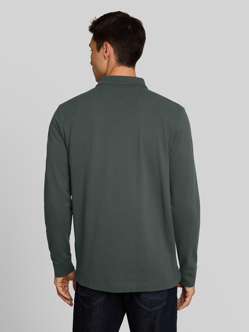 Tom Tailor Langarm Piqué Poloshirt - Darkest Olive