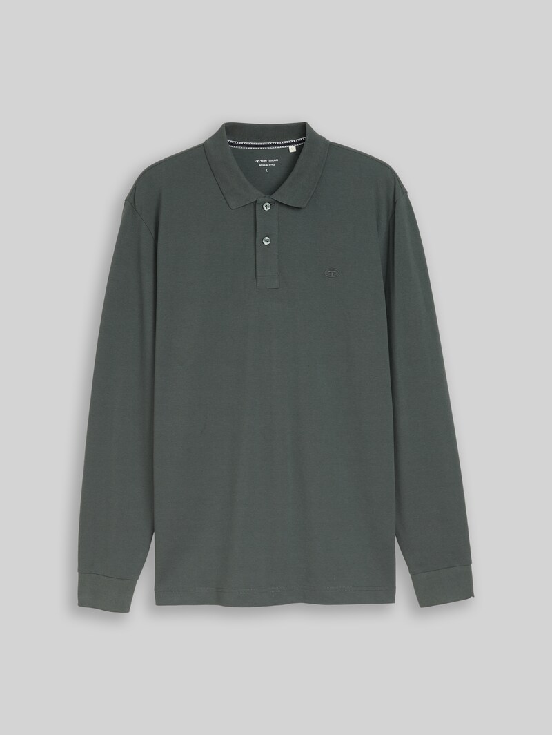 Tom Tailor Langarm Piqué Poloshirt - Darkest Olive