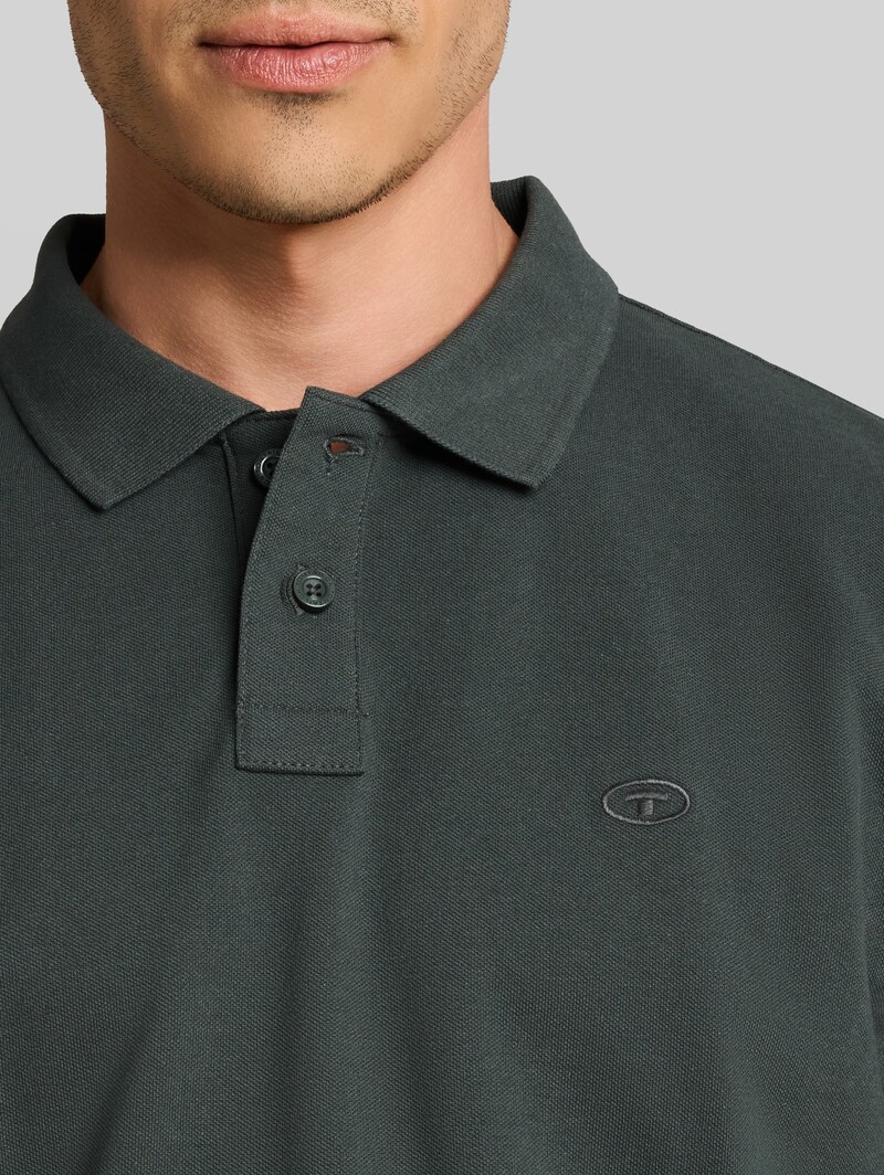 Tom Tailor Langarm Piqué Poloshirt - Darkest Olive