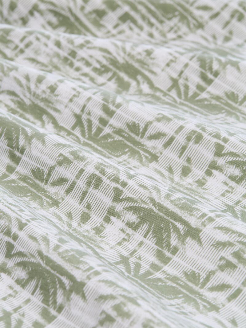 Tom Tailor Jersey Poloshirt mit Palmenprint - Sea Spray Stripy Palm Print