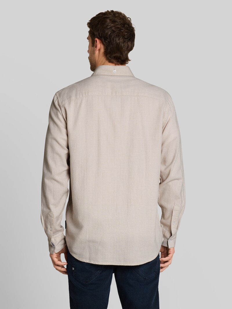 Tom Tailor Regular Fit Hemd aus Baumwolle - Off White Herringbone