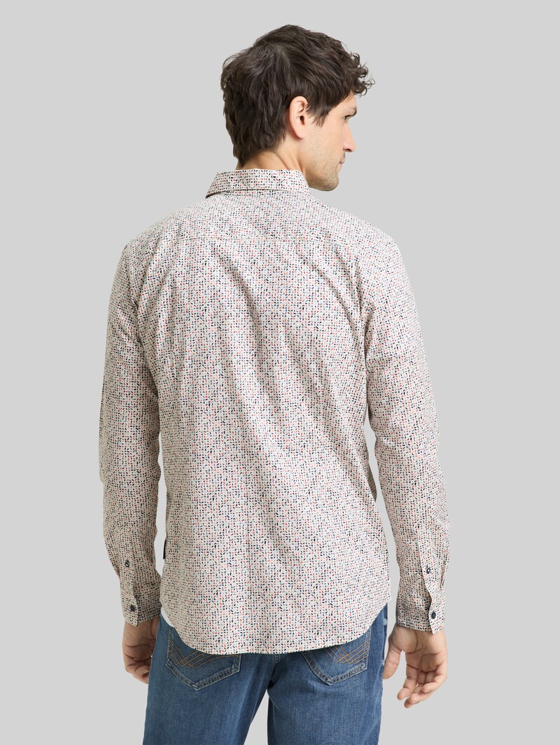 Tom Tailor Fitted Hemd mit Muster - White Abstract Design