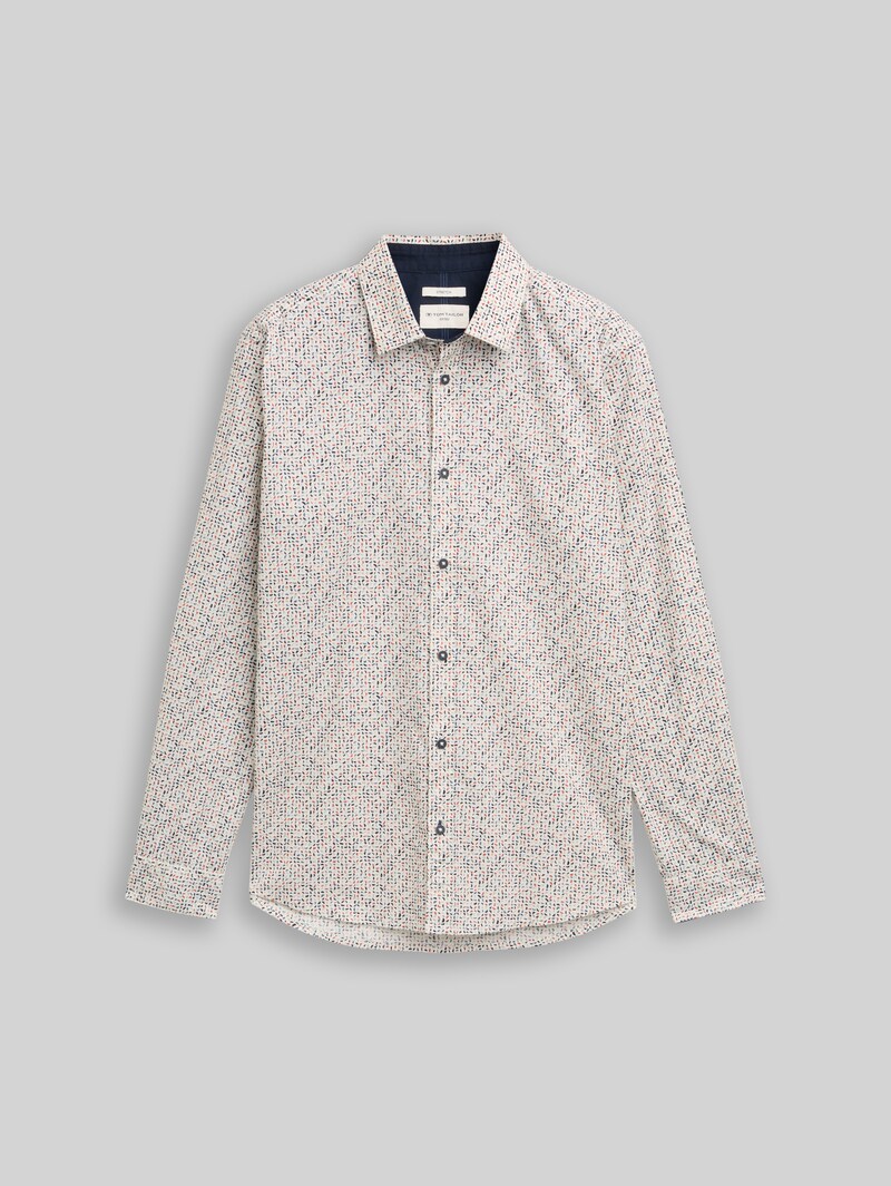 Tom Tailor Fitted Hemd mit Muster - White Abstract Design
