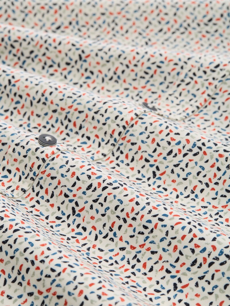 Tom Tailor Fitted Hemd mit Muster - White Abstract Design
