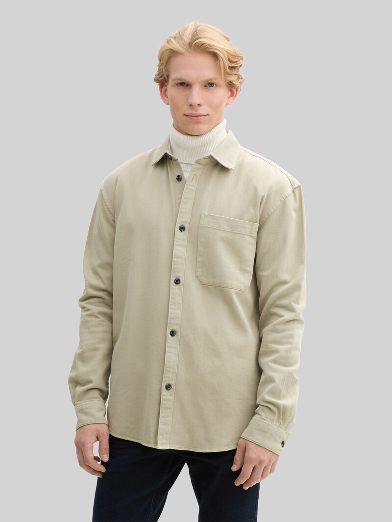 Tom Tailor Relaxed Fit Hemd mit Brusttasche - Beige Abbey Stone Tom Tailor Relaxed Fit Hemd mit Brusttasche - Beige Abbey Stone