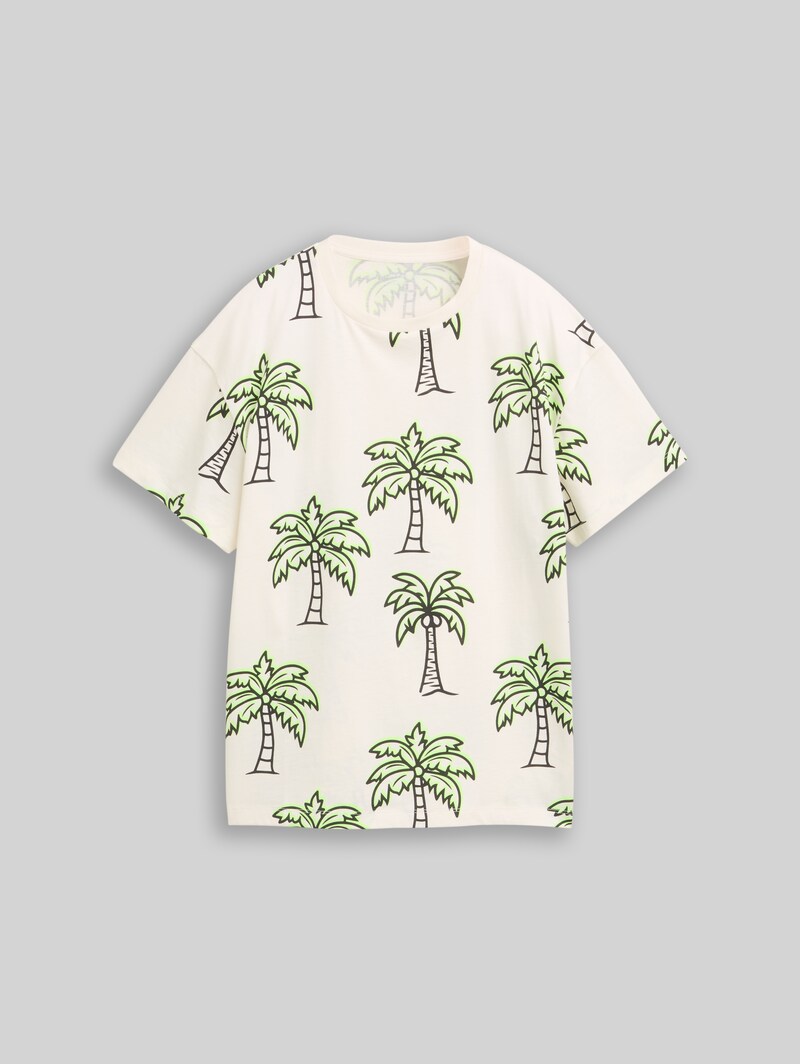 Tom Tailor Oversize T-Shirt mit Muster - Large Neon Detail Palm Trees