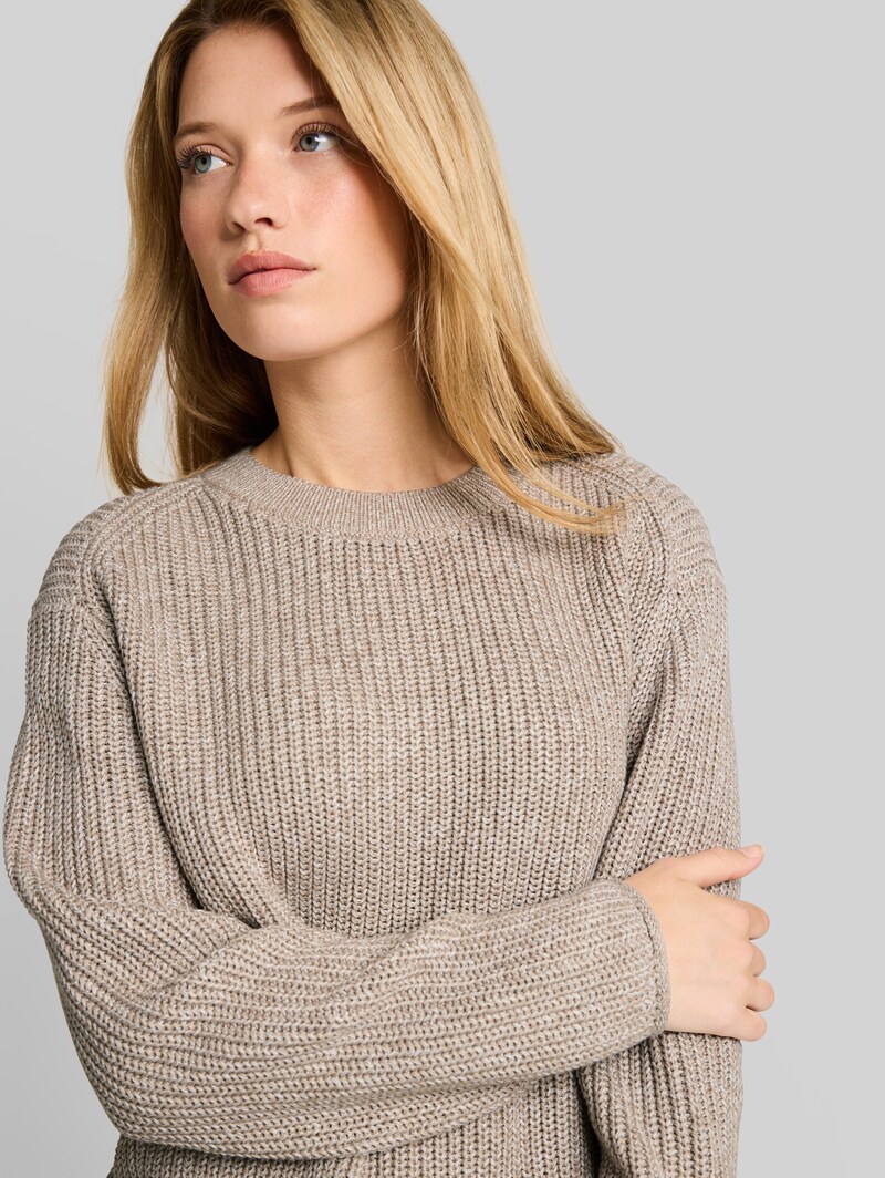 Tom Tailor Relaxed Fit Strickpullover - Beige White Mouline