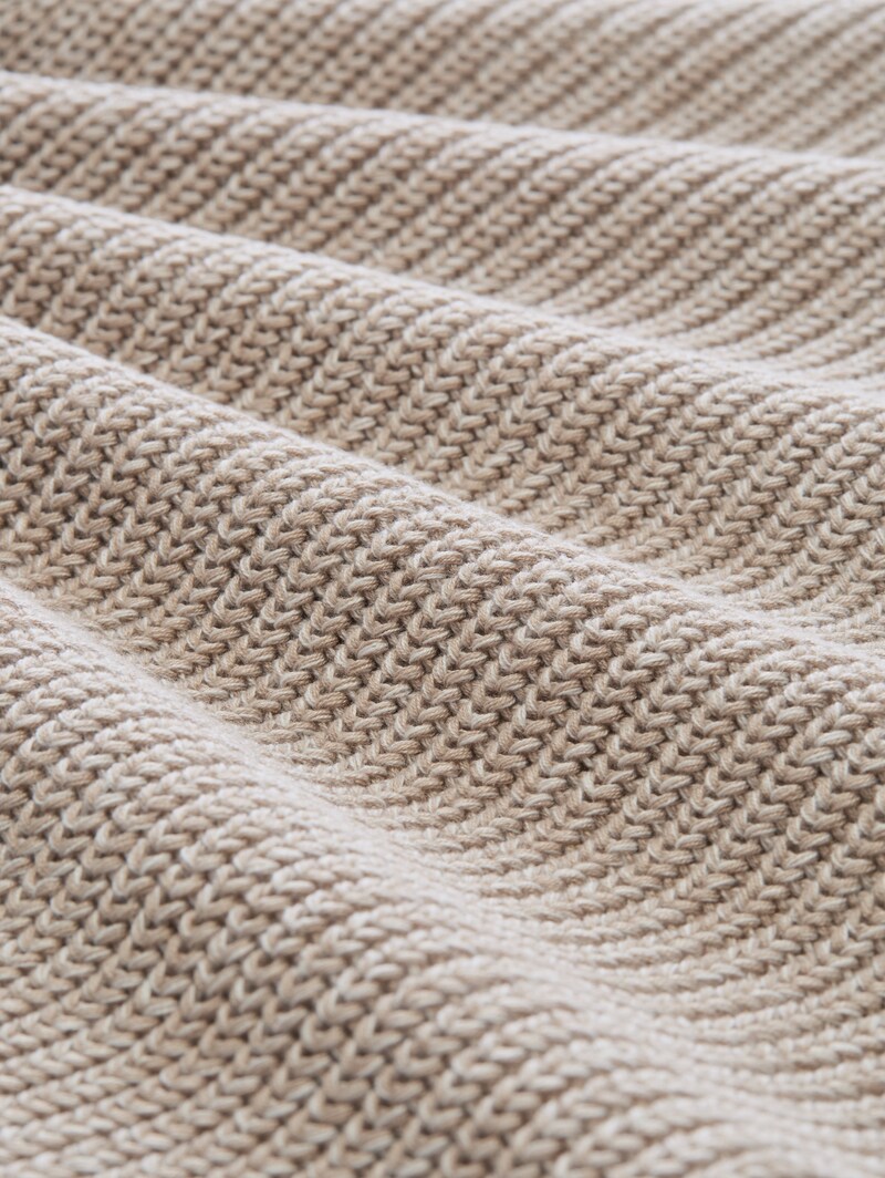 Tom Tailor Relaxed Fit Strickpullover - Beige White Mouline