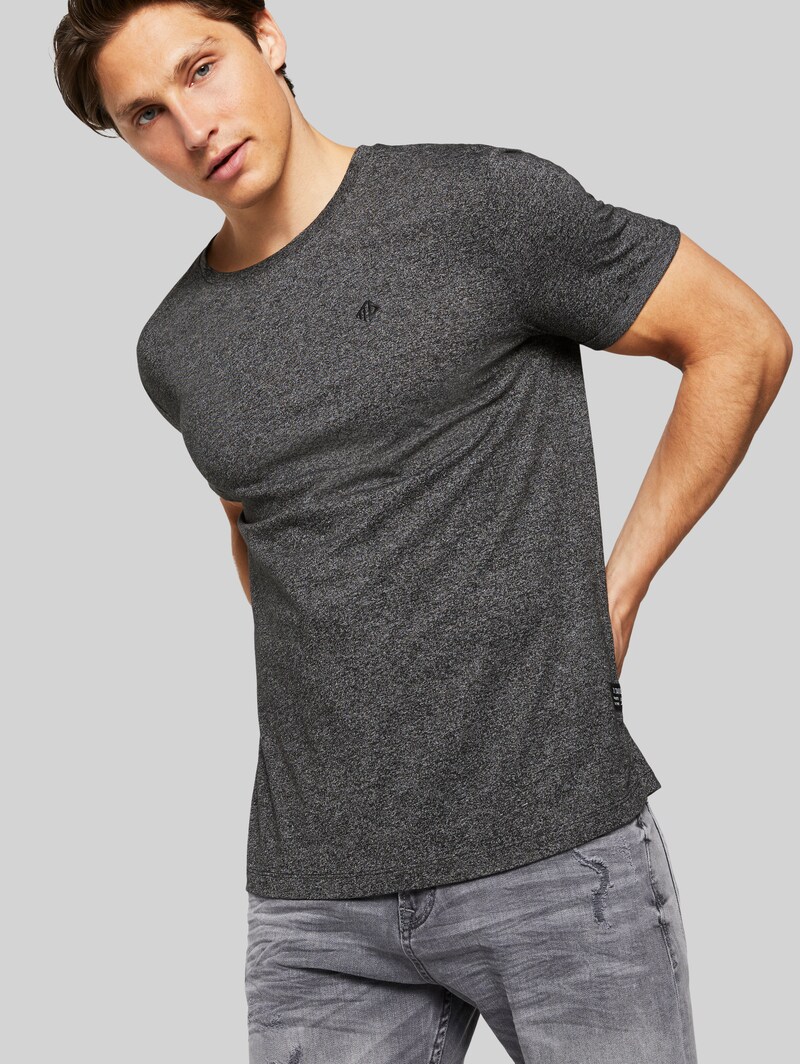 Tom Tailor Strukturiertes T-Shirt - Black Non-solid