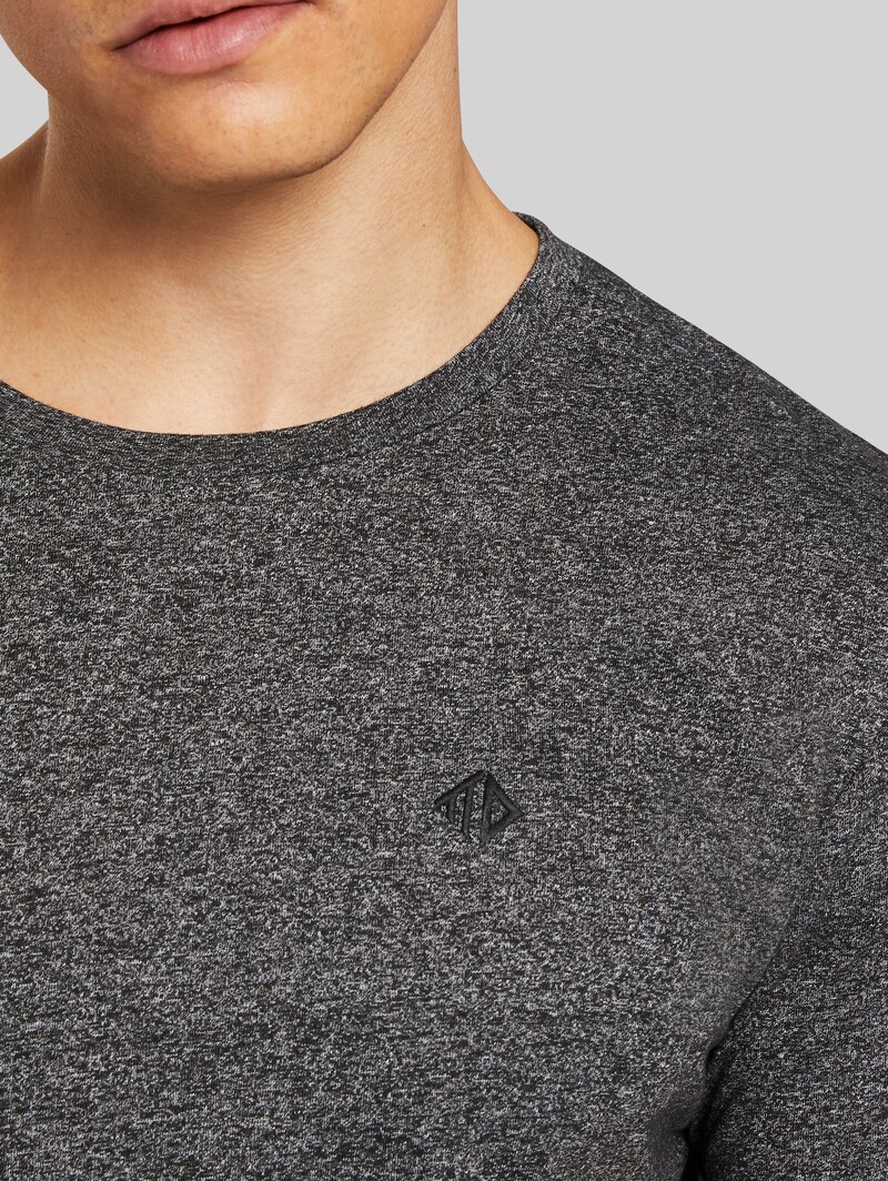 Tom Tailor Strukturiertes T-Shirt - Black Non-solid