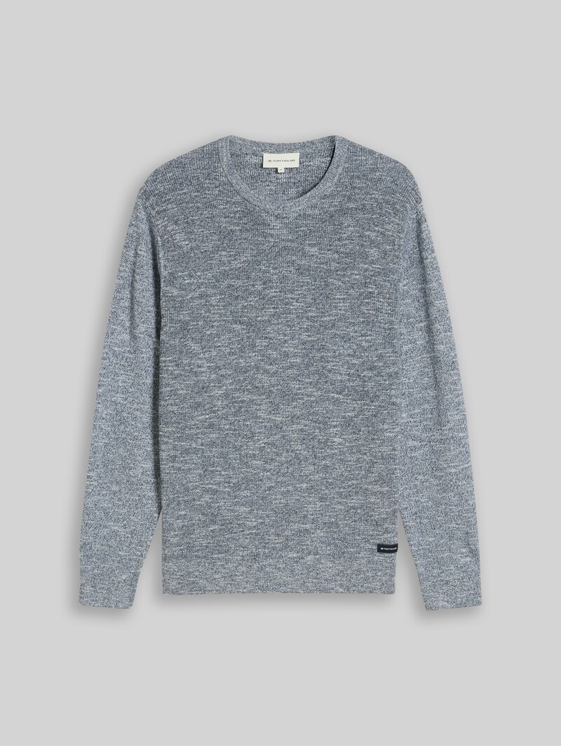 Tom Tailor Strickpullover in Melange-Optik - Navy Multicolor Mouline