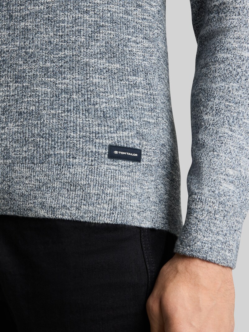 Tom Tailor Strickpullover in Melange-Optik - Navy Multicolor Mouline