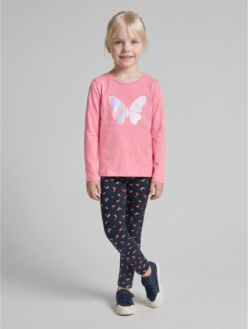 Tom Tailor Langarmshirt mit glänzendem Print - Smooth Rose
