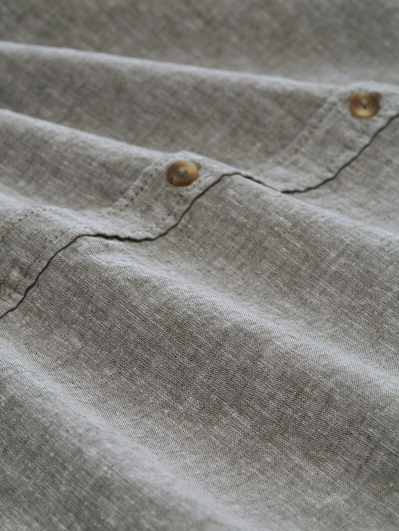 Tom Tailor Regular Fit Hemd mit Leinenanteil - Faded Leaf Green Chambray