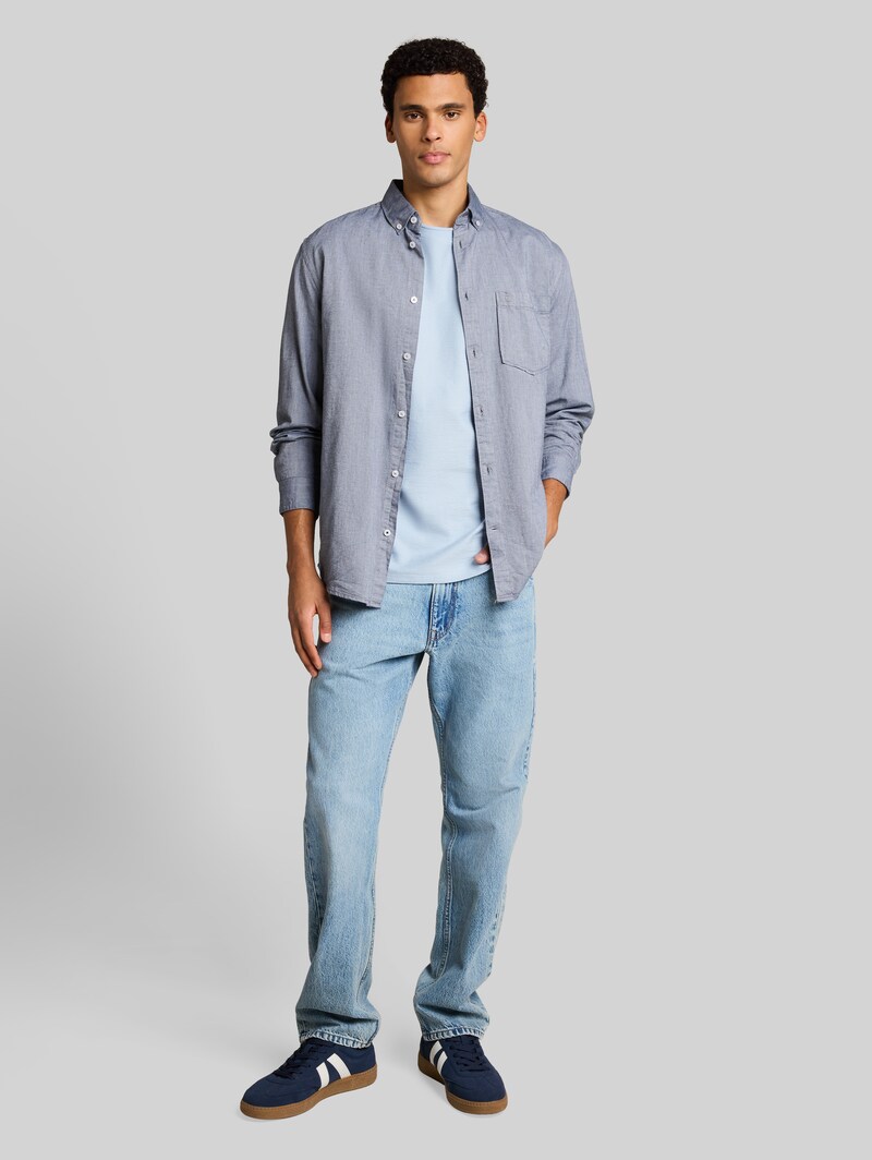Tom Tailor T-Shirt mit Brusttasche - Light Metal Blue