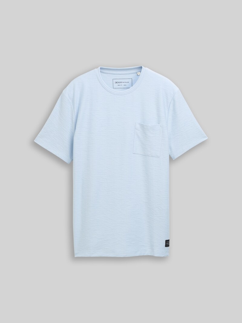Tom Tailor T-Shirt mit Brusttasche - Light Metal Blue