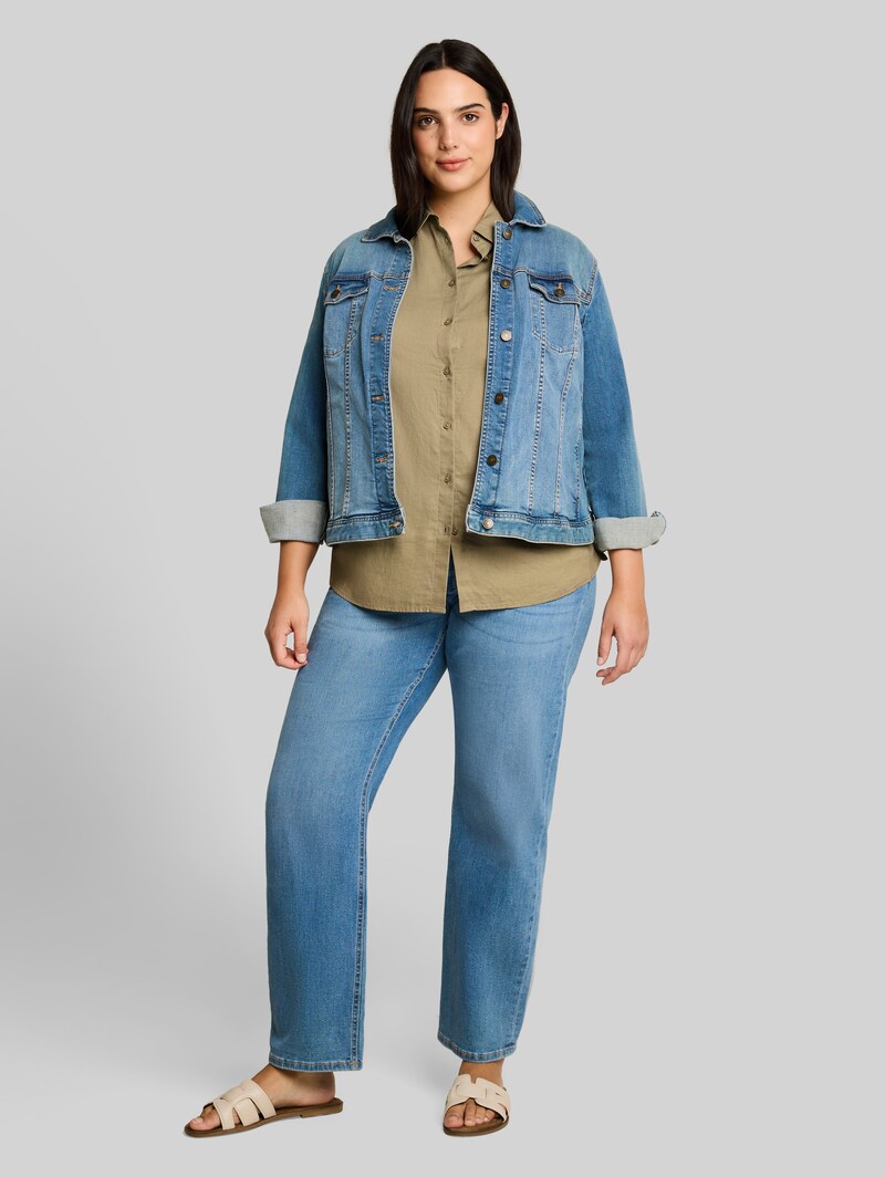 Tom Tailor Plus Size - Loose Fit Bluse mit Leinenanteil - Silver Olive