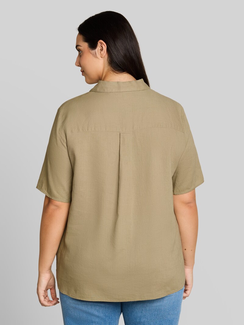 Tom Tailor Plus Size - Loose Fit Bluse mit Leinenanteil - Silver Olive