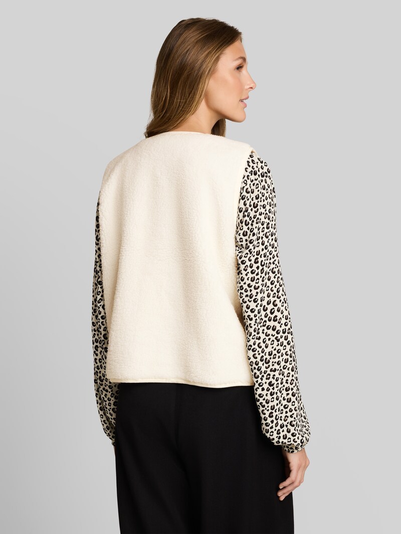 Tom Tailor Teddy Weste mit Druckknopfleiste - Off White