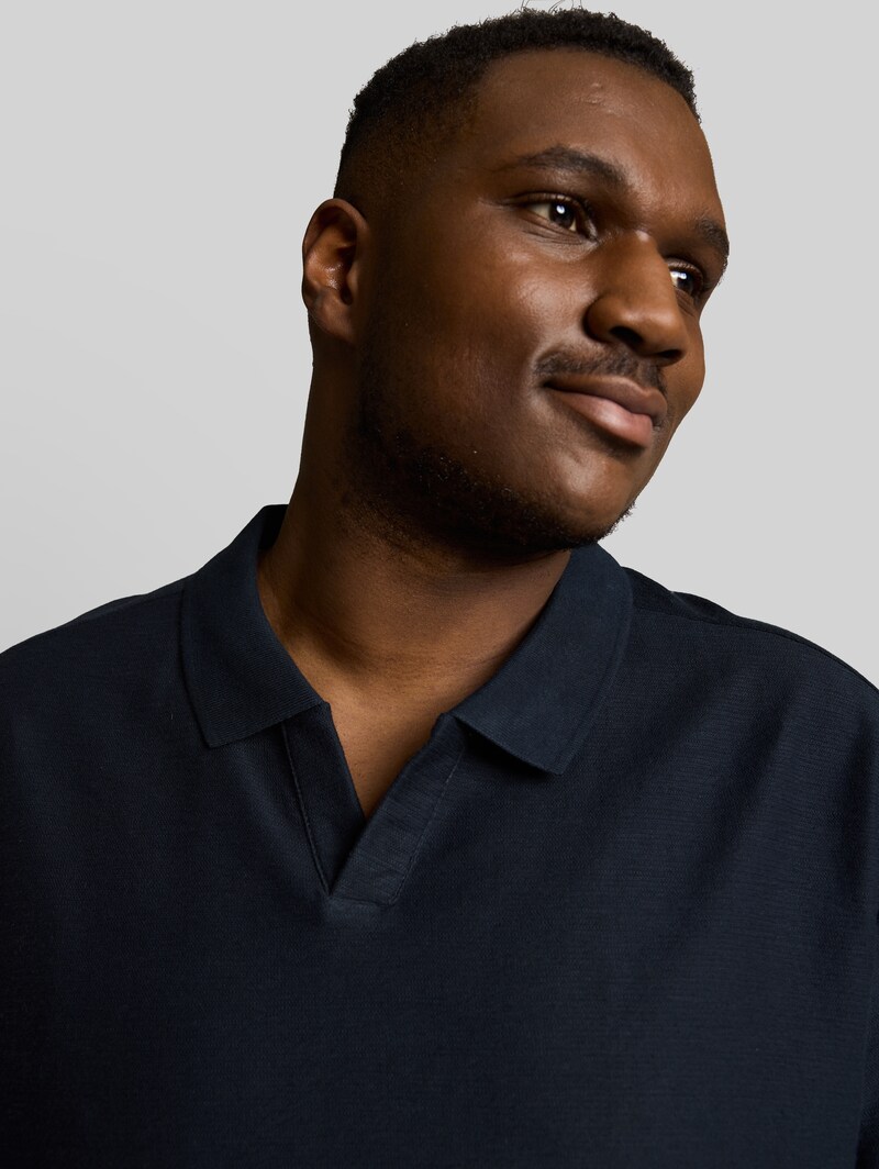 Tom Tailor Plus Size - Poloshirt mit Ottoman-Struktur - Sky Captain Blue