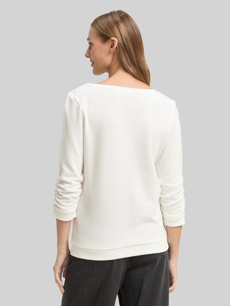 Tom Tailor Fitted Sweatshirt mit Raffungen - Off White