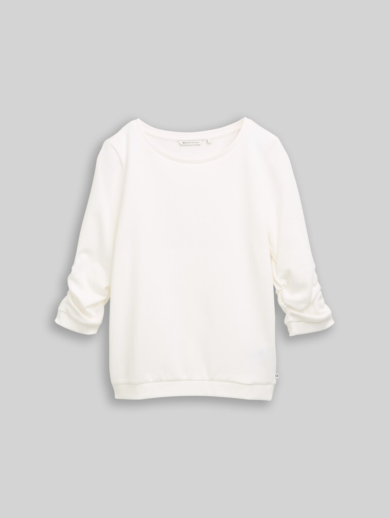 Tom Tailor Fitted Sweatshirt mit Raffungen - Off White