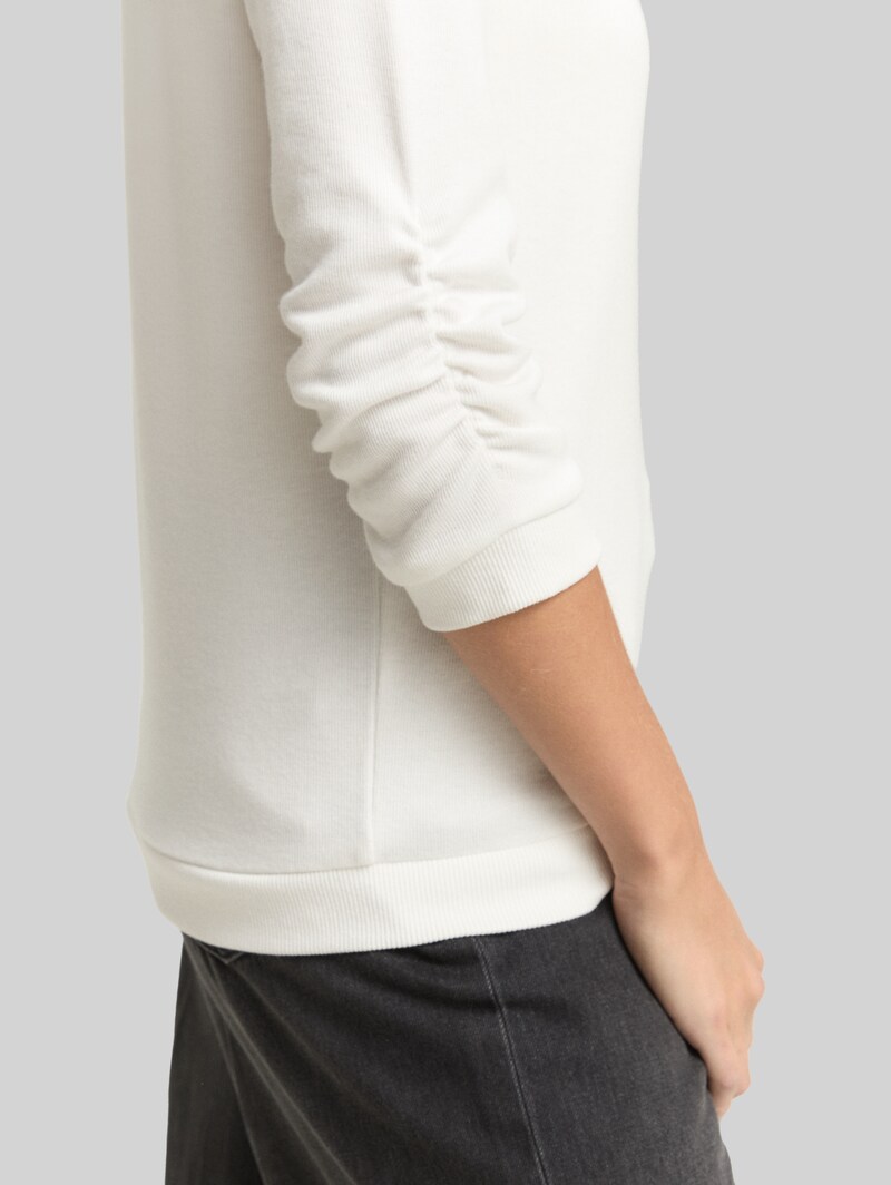 Tom Tailor Fitted Sweatshirt mit Raffungen - Off White