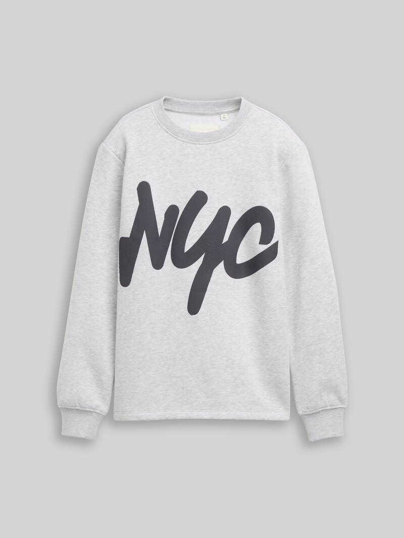 Tom Tailor Sweatshirt mit Schriftzug - Light Stone Grey Melange