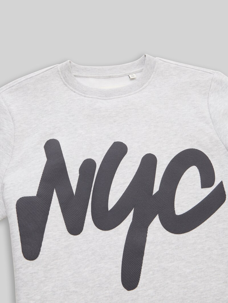 Tom Tailor Sweatshirt mit Schriftzug - Light Stone Grey Melange
