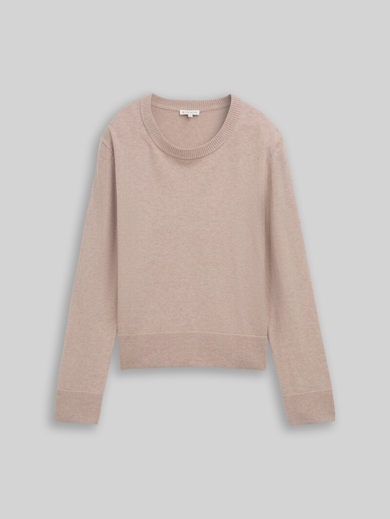 Tom Tailor Strickpullover mit Kaschmir-Anteil - Soft Taupe Melange