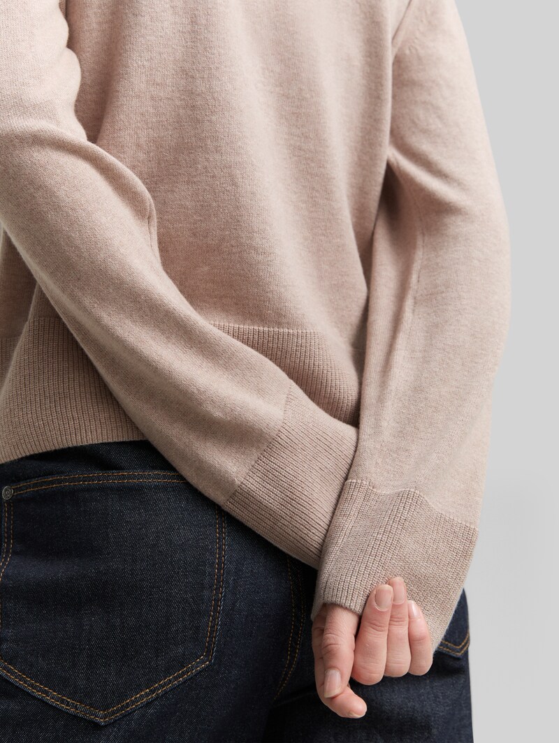 Tom Tailor Strickpullover mit Kaschmir-Anteil - Soft Taupe Melange