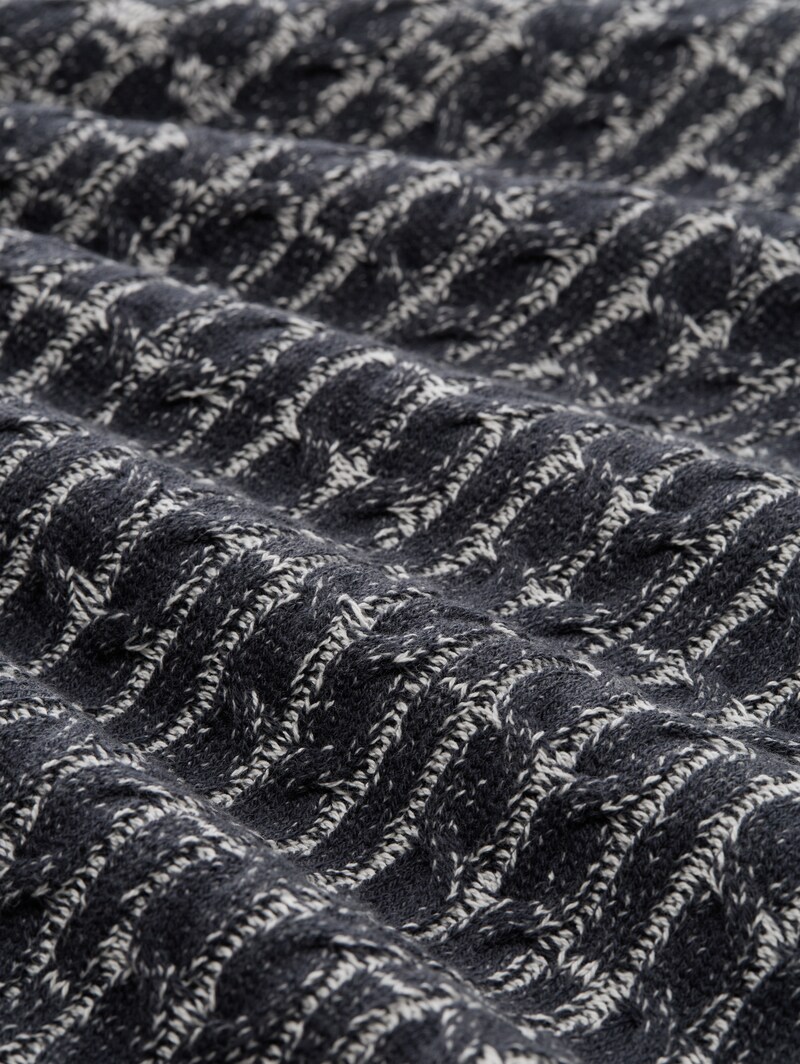 Tom Tailor Strickpullover mit Zopfmuster - Navy Blue Plated