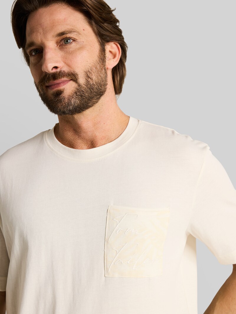 Tom Tailor T-Shirt mit Brusttasche - Gardenia White