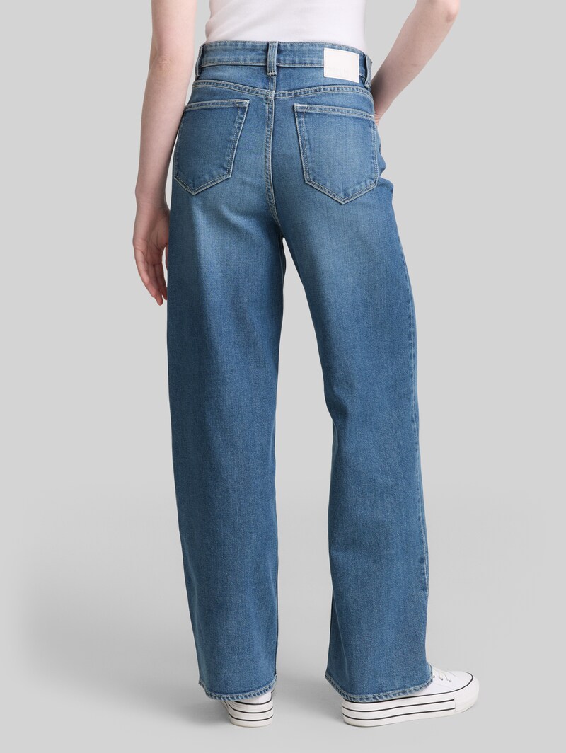 Tom Tailor TTLINOU WIDE High Waist Jeans - Used Mid Stone Blue Denim
