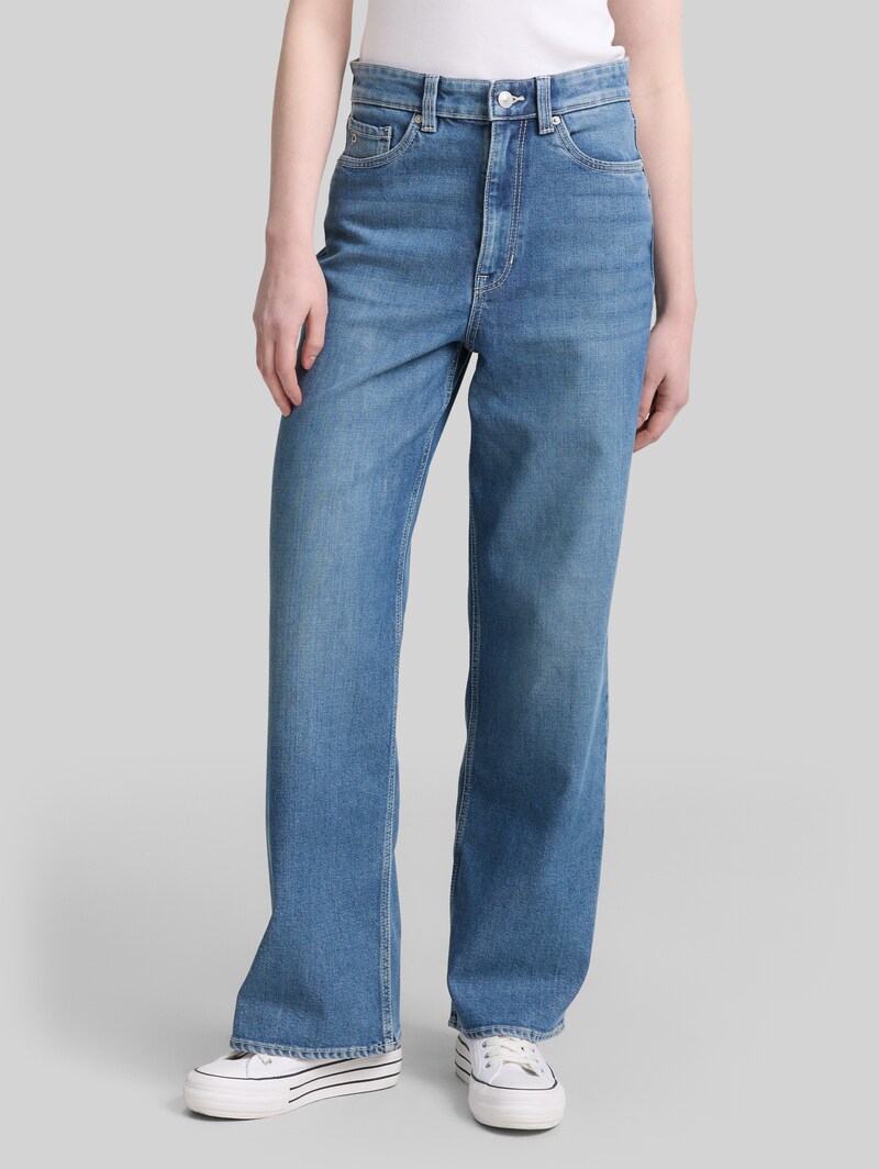 Tom Tailor TTLINOU WIDE High Waist Jeans - Used Mid Stone Blue Denim