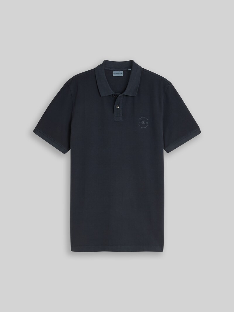 Tom Tailor Piqué Poloshirt mit Logo-Print - Sky Captain Blue
