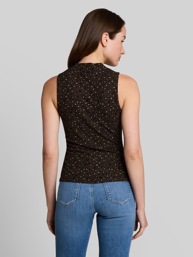 Tom Tailor Slim Fit Top mit Stehkragen - Brown Black Leo Print