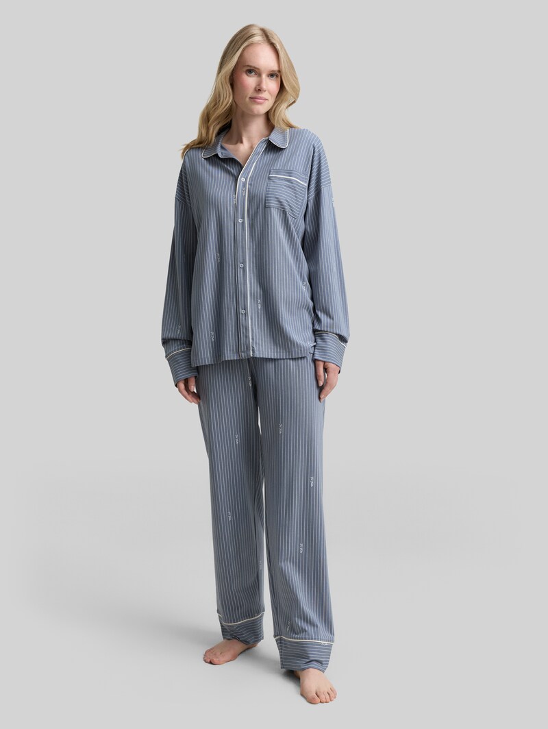 Tom Tailor Pyjama-Set mit Streifenmuster - Blue-medium-vertical Stripe Tom Tailor Pyjama-Set mit Streifenmuster - Blue-medium-vertical Stripe