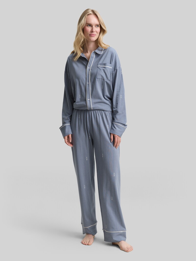 Tom Tailor Pyjama-Set mit Streifenmuster - Blue-medium-vertical Stripe