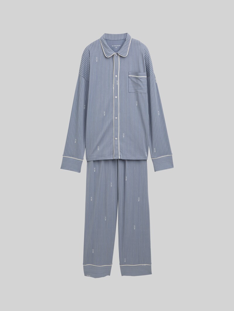 Tom Tailor Pyjama-Set mit Streifenmuster - Blue-medium-vertical Stripe